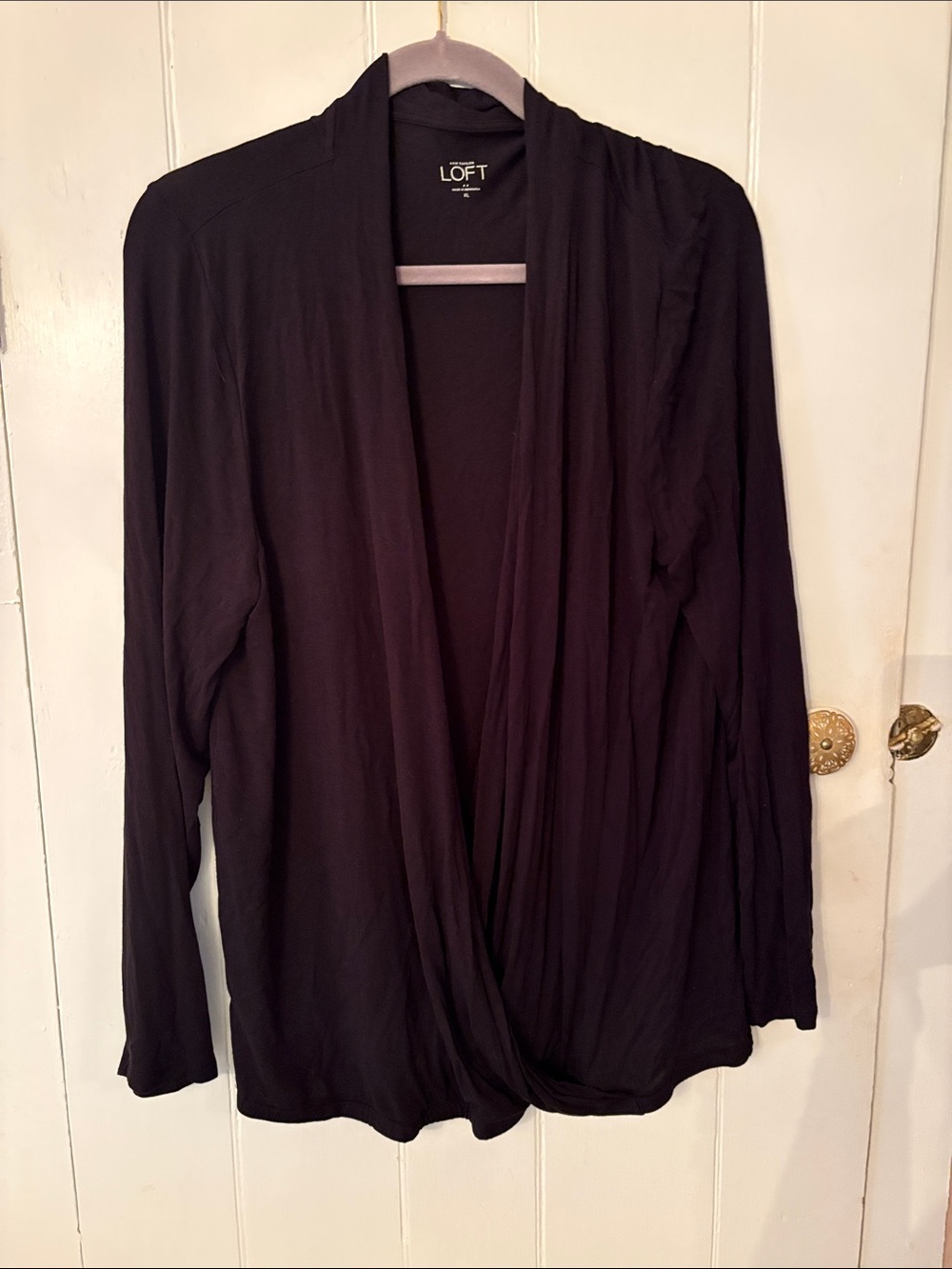 LOFT Black Draped Open-Front Criss Cross Cardigan NWT XL